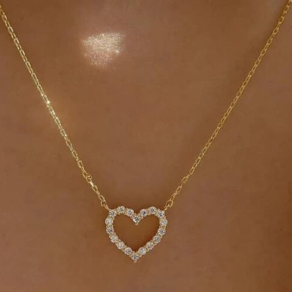 Cubic Zirconia Gold Heart Necklace - Picture 7 of 8